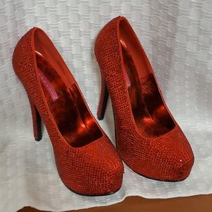 Red rhinestoned bordello size 7